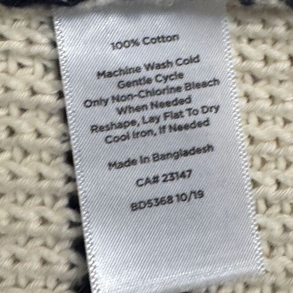 Talbots Striped Knit Cotton Roll Neck Sweater size M Nautical Fisherman Preppy - Picture 7 of 7